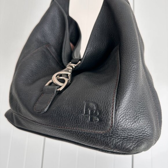 Vintage Dooney and Bourke Pebbled Leather Lock Annalisa Hobo - Picture 2 of 15